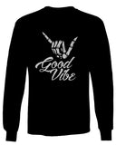 Big Good Vibe Bones Hand Shaka Cool Vintage Hipster Graphic mens Long sleeve t shirt