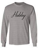 VICES AND VIRTUESS Letter Printed Hubby Couple Wedding Wifey Matching Groom mens Long sleeve t shirt