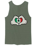 Cartoon Glove Heart Love Hecho en Mexico Mexican Flag escucudo Mexicano men's Tank Top