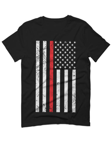 Cool Dad Fireman Firefighter red Thin line American Flag USA Support For men T Shirt