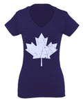 Canada Flag Maple Leaf Canadian Pride Retro Vintage Style For Women V neck fitted T Shirt