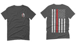 Greek Helmet America Support Thin Red Line Fonts Firefighter For men T Shirt