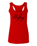 VICES AND VIRTUESS Letter Printed Wifey Couple Wedding Hubby Matching Bride  women's Tank Top sleeveless Racerback