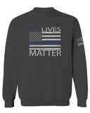 Blue Lives Matter American Flag Thin Blue Line USA Police Support men's Crewneck Sweatshirt