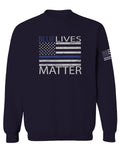 Blue Lives Matter American Flag Thin Blue Line USA Police Support men's Crewneck Sweatshirt