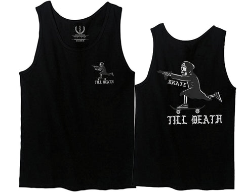 Front and Back Skateboarding OR DIE Skull Skate Gun Till Death Obei Society men's Tank Top