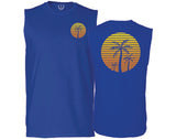 Front and Back Vintage Retro Palm Trees Beach Sunset Tropical Summer Vacation men Muscle Tank Top sleeveless t shirt