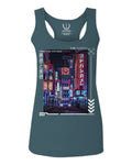 Aesthetic Japanese City Vaporwave Art Cyberpunk Retro Street wear  women's Tank Top sleeveless Racerback