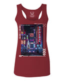 Aesthetic Japanese City Vaporwave Art Cyberpunk Retro Street wear  women's Tank Top sleeveless Racerback